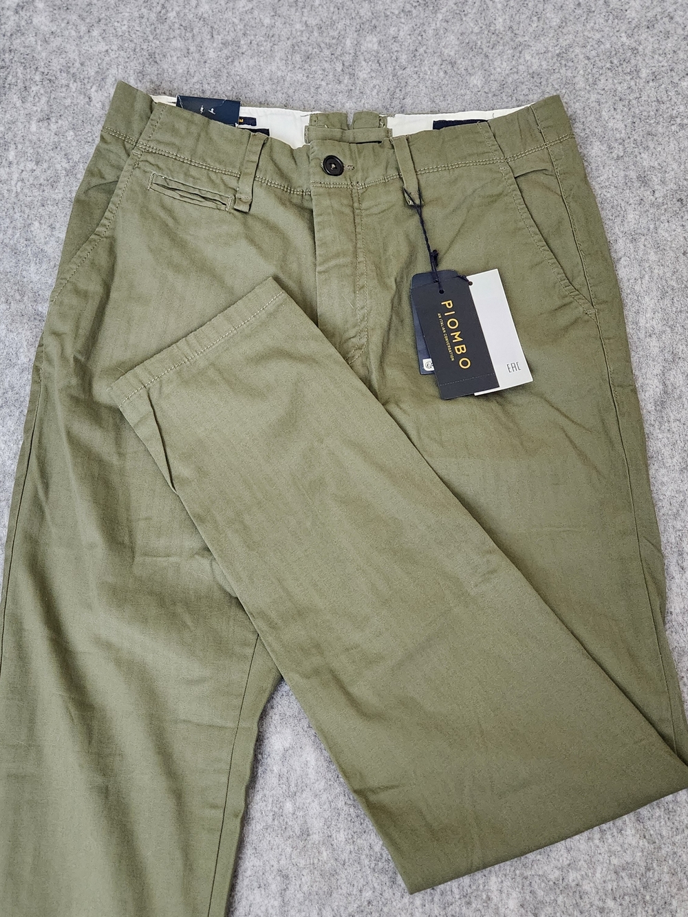 NWT Piombo Slim Fit Stretch Cotton Chino Pants Men's 30x31 Green Preppy Casual